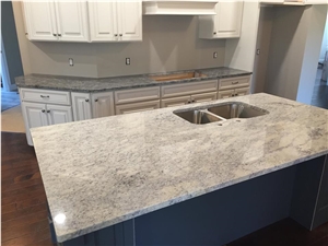 Bianco Romano Granite Island With Azul Aran Granite Perimeter Top Combined