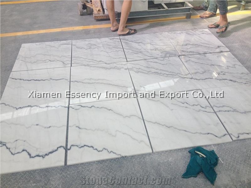Chinese Guangxi White Marble Tile Bookmatched