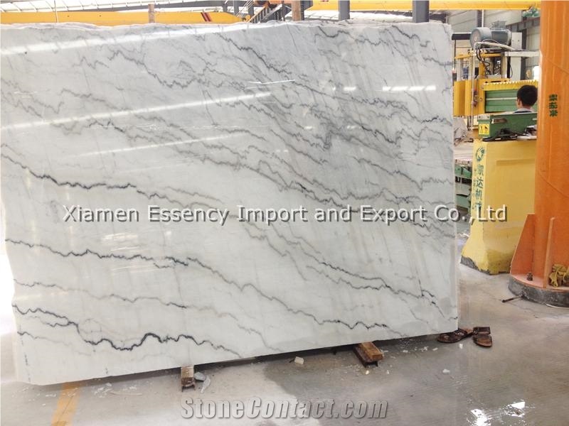 Chinese Guangxi White Marble Tile Bookmatched