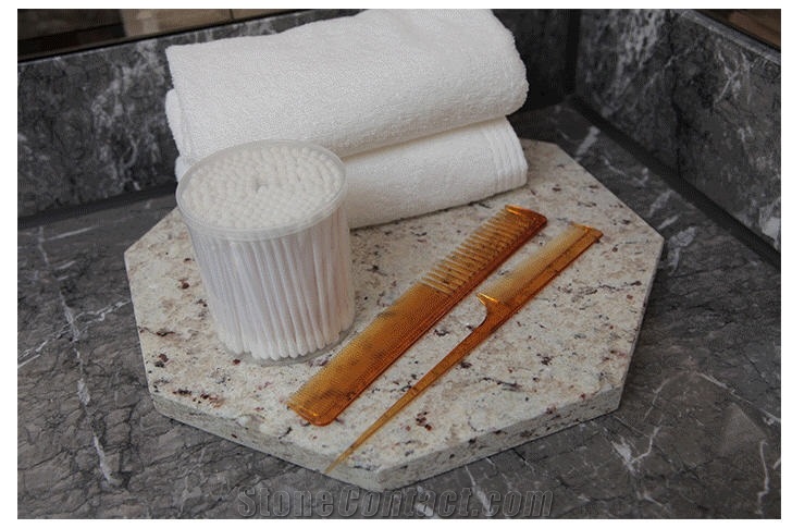 Galaxy White Granite Octagon Tray