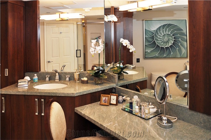 Costa Smeraldo Marble Polished Bathroom Vanity Tops, Green Marble Countertops Iran