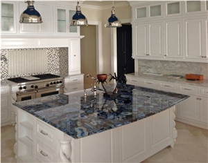 Stunning Kitchen Featuring Blue Agate Semi-Precious Stone Stunning Kitchen Featuring Blue Agate Semi-Precious Stone