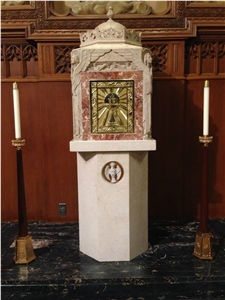 Botticino Classico and Nero Portoro Marble (Alter) Installation and Restoration Work for Churches