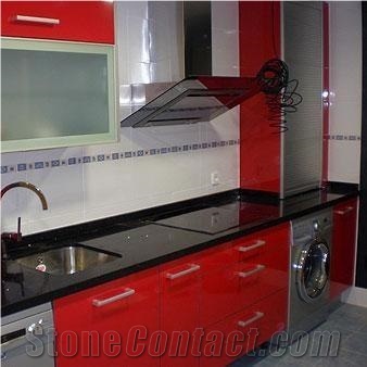 Black Quartz Stone Kitchen Countertops