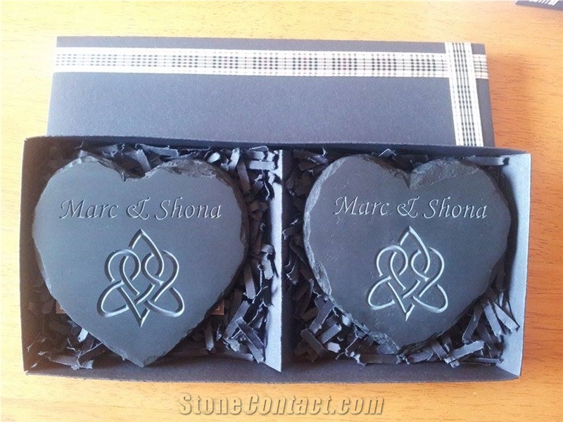 Highland Slate Personalised Heart Coasters