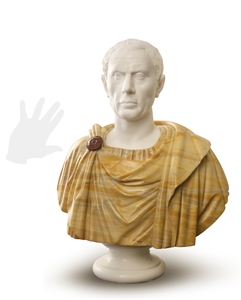 Bust Of Julius Caesar - White Carrara and Giallo Siena Marble Hand Carved