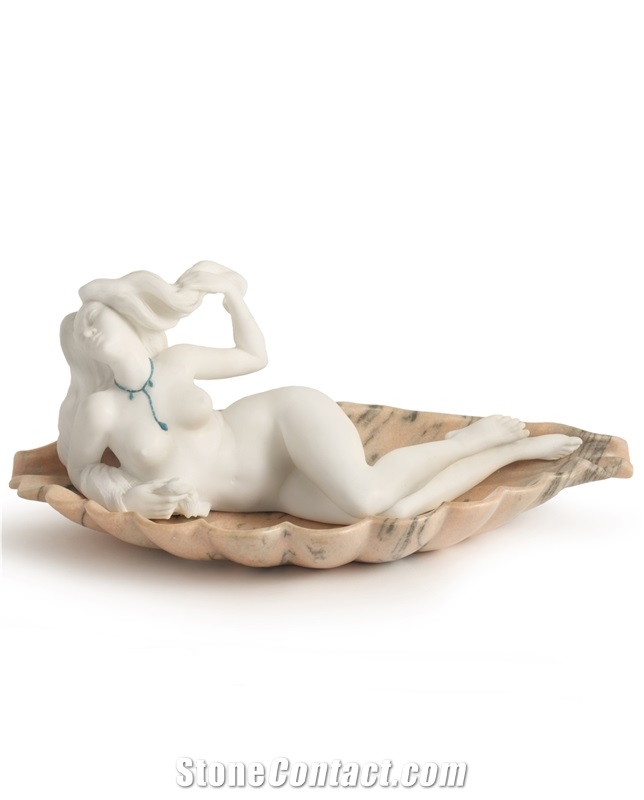 Venus on Shell White Carrara Marble Hand Carved