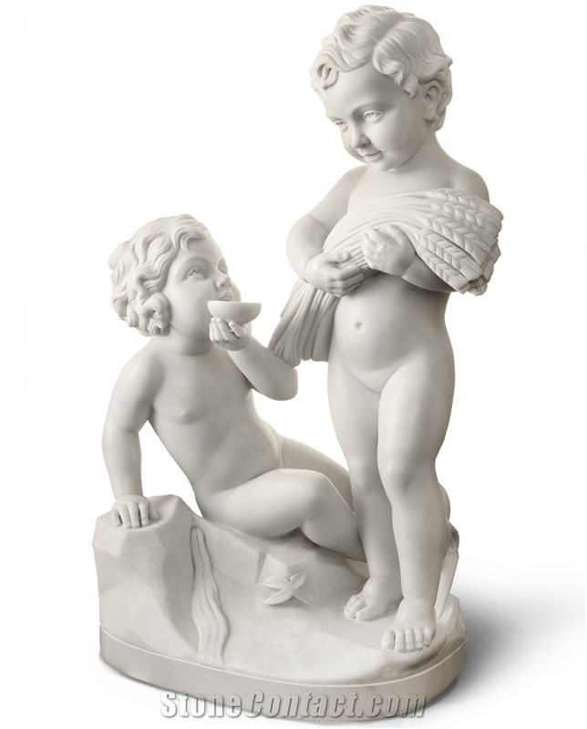 White Carrara Marble Hand Carved Summer