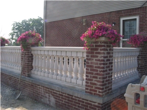Indiana Gray Limestone Balustrade with Custom Top Rail