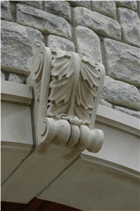 Window Surround with Custom Hand Carved Keystone and Arch