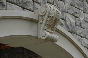Window Surround with Custom Hand Carved Keystone and Arch