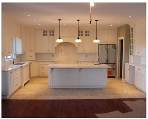 Manufacturing and Install Of Quartz Top, Beige Quartz Stone Kitchen Countertops