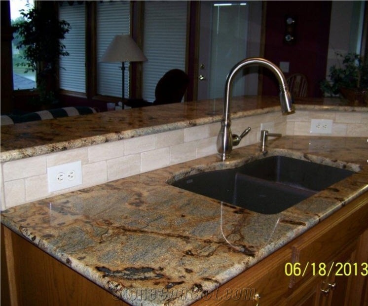 Golden Lapidus Granite Kitchen Countertop, Yellow Granite Vanity Tops Brazil