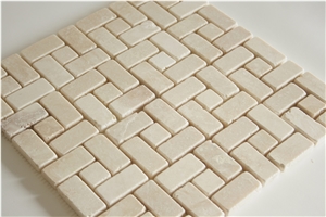 Ivory Travertine Target Tumbled Mosaic
