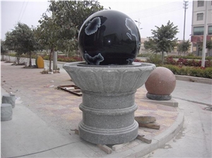 China Granite Garden Water Features, Exterior Landscaping Stones Rolling Sphere Fountains, Outdoor Sculptured Fountain, Floating Ball Fountains with Stone Base