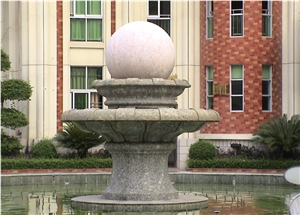China Granite Garden Water Features, Exterior Landscaping Stones Rolling Sphere Fountains, Outdoor Sculptured Fountain, White Marble Floating Ball Fountains with Stone Base