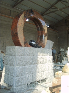 China Granite Garden Water Features, Exterior Landscaping Stones Rolling Sphere Round Marble Fountains, Outdoor Sculptured Fountain, Floating Ball Fountains with Stone Base