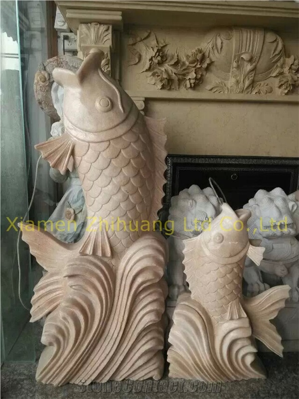 Brown Tiny Marble Animal Fish Sculpture & Statue