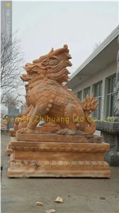 Brown Tiny Marble Animal Lion Sculpture, Landscape Sculptures