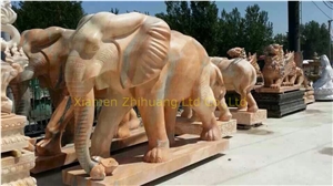 Brown Tiny Marble Elephant Sculpture, Handcarved Sculpture