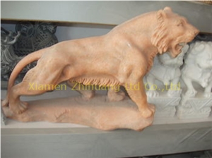 Brown Tiny Marble Handcarved Sculpture, Lion Sculpture