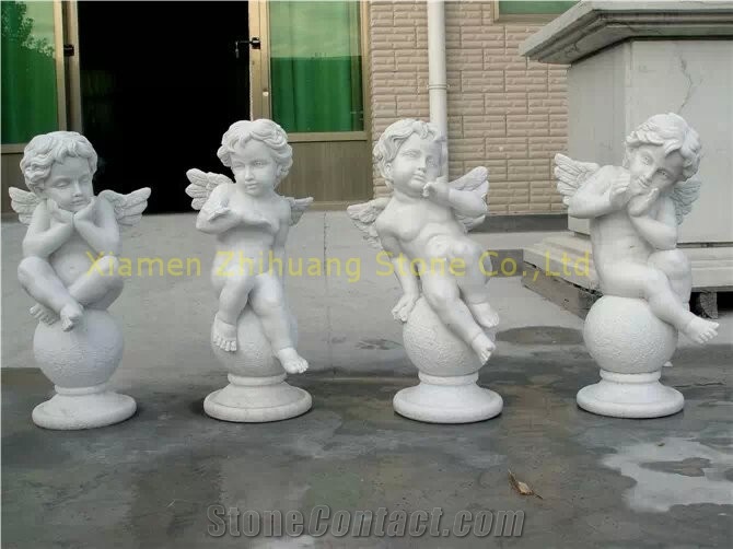 White Vein Marble Sculpture, Angel Sculptures