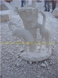 White Wave Granite Animal Sculpture, Handcarved Sculpture