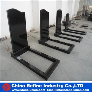 Absolute Black Granite Tombstone, Memorial Black Monument Exporter,China Absolute Black American Style Polished Monument & Tombstone