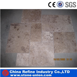 Antique Dark Coffee Travertine Opus Pattern Slabs & Tiles & China Brown Travertine&China Light Travertine Floor Tiles & Paver Stone