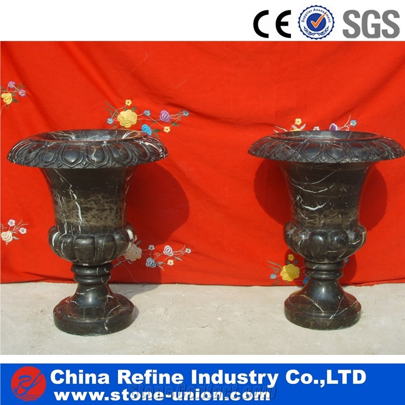 Beige Granite Flower Pot with Wave Edge , Chinese Hot Sales Good Quality Granite Stone Flower Pot