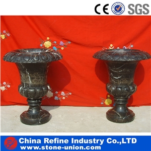 Beige Granite Flower Pot with Wave Edge , Chinese Hot Sales Good Quality Granite Stone Flower Pot