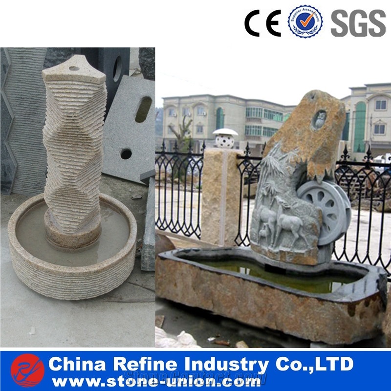 Beige Marble Fountain , Indoor/ Outdoor Granite Stone Water Fountains,Sculptured Fountain,Granite Floating Sphere Fountain