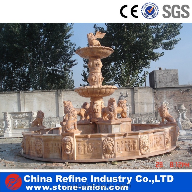 Beige Marble Fountain , Indoor/ Outdoor Granite Stone Water Fountains,Sculptured Fountain,Granite Floating Sphere Fountain