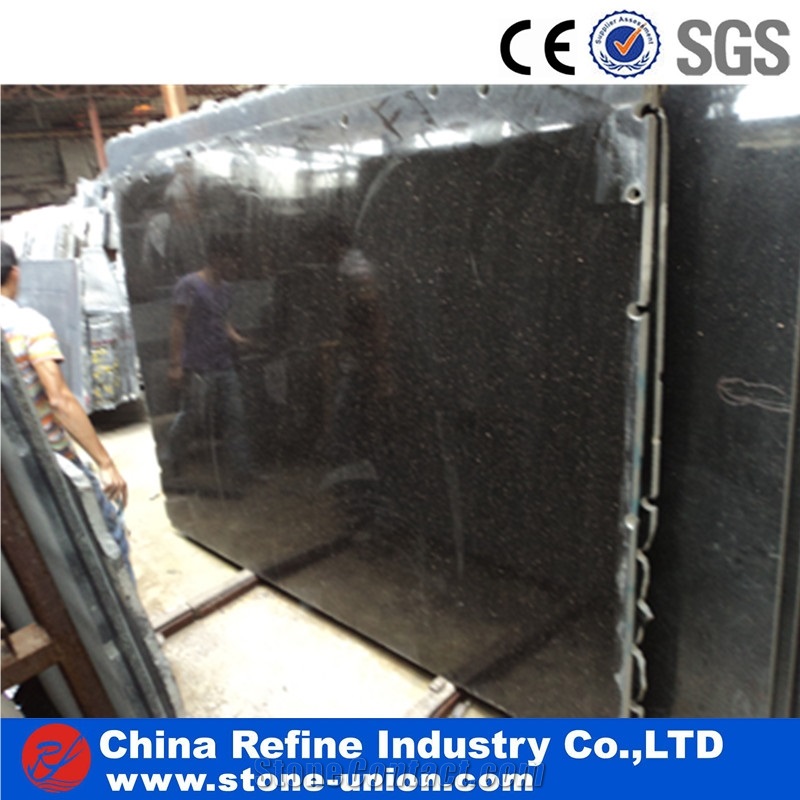 Black Granite with Golden Point Polished Finished , Black Granite Slab for Countertops, Mosaic, Exterior - Interior Wall and Floor Applications