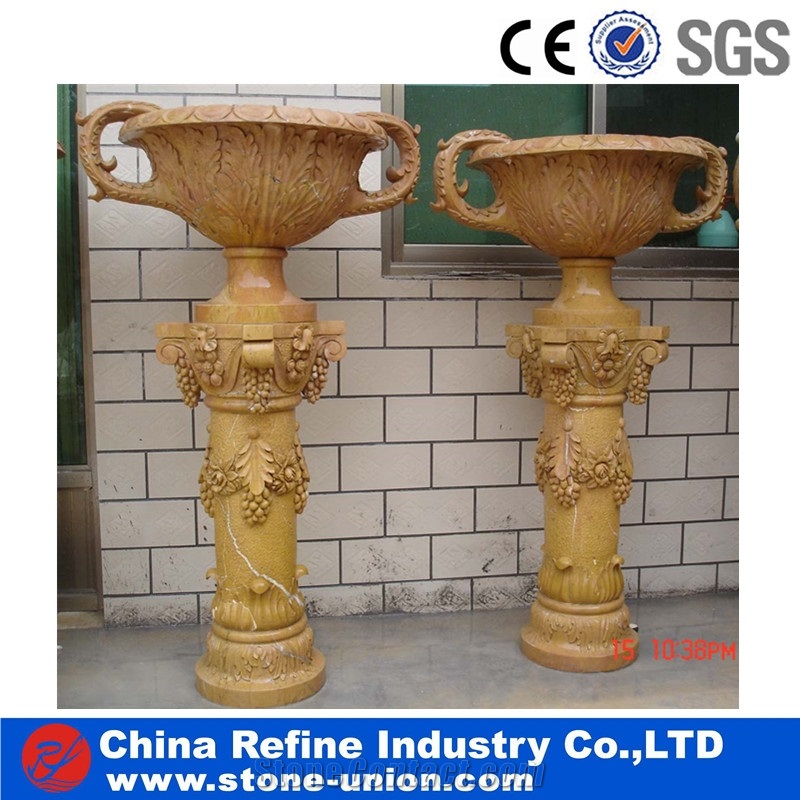 Black Marble Planter Pots, Modern Black Flower Pots, Flower Planter Stand & Garden Planters & Landscaping Planters