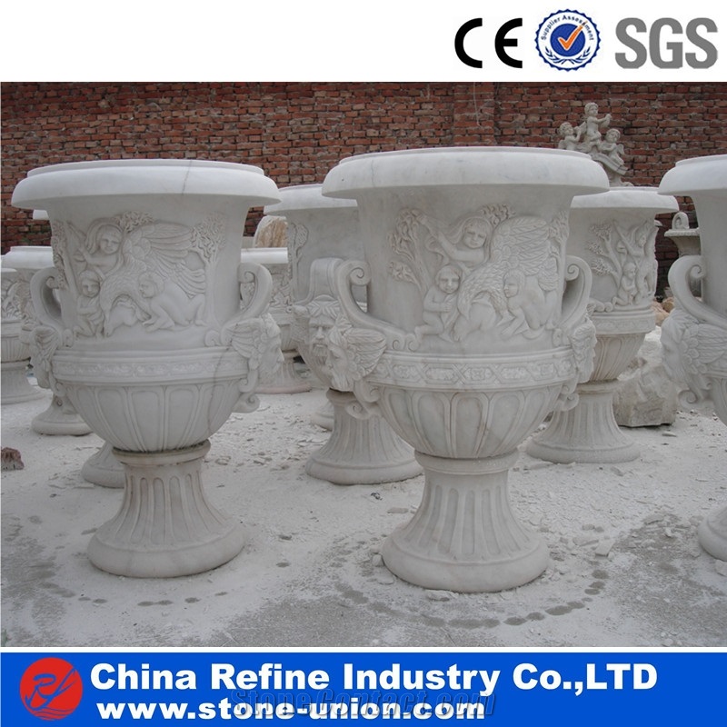 Black Marble Planter Pots, Modern Black Flower Pots, Flower Planter Stand & Garden Planters & Landscaping Planters