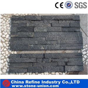 Black Quartzite Culture Stone Wall Panel,Popular Black Quartzite Culture Stone Stack Stone for Wall Cladding, Decoration