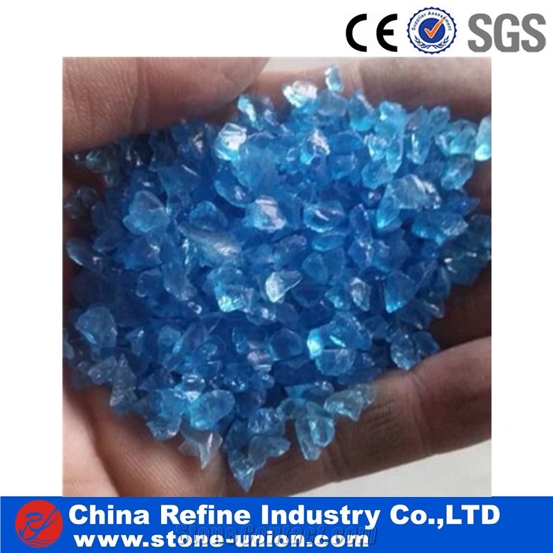 Blue Pebbles Glass Decoration,Blue Coarse Sand ,Colored Glass Sand,Glass Aggregates,Glass Pebble, Crushed Glass Chippings, Cheap Crushed Glass Stone