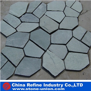 Blue Tile Natural Slate Flagstone on Mesh , Blue Paving Slate for Sale,Slate Paving Stone,Patio Pavers,Stone Flooring,Walkway Pavers,Slate Floor Tiles