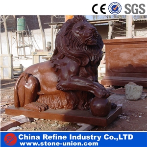 Brown Marble Lion Statue, Brown Carving Statue Sale,Yellow Marble Sculpture,Handcarved Animal Sculptures,Handcarved Garden Statues,Handcarved Statue