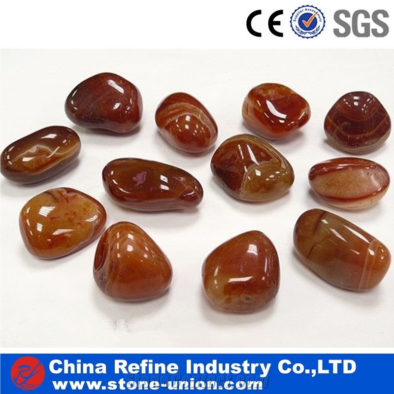 Brown Polished Carnelian High Quality , a Grade Agate Pebble Stone