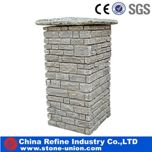 Cement Gate Posts for Garden, China Slate Cultured Stone Gate Posts,Cement Slate Pillars Column, Fence Stone Pillars Surrounds Slate Panels