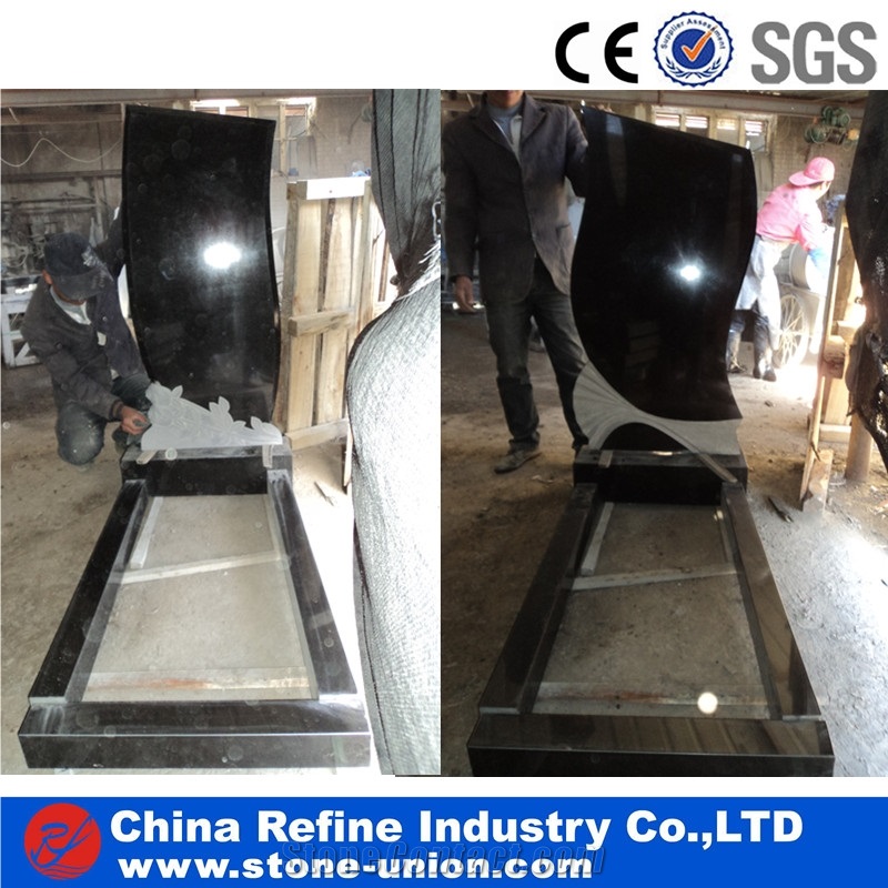 China Absolute Black Granite Monument & Tombstone,Black Classical Polished Monument , Monument Exporter