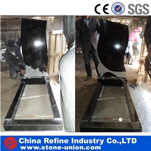 China Absolute Black Granite Monument & Tombstone,Black Classical Polished Monument , Monument Exporter