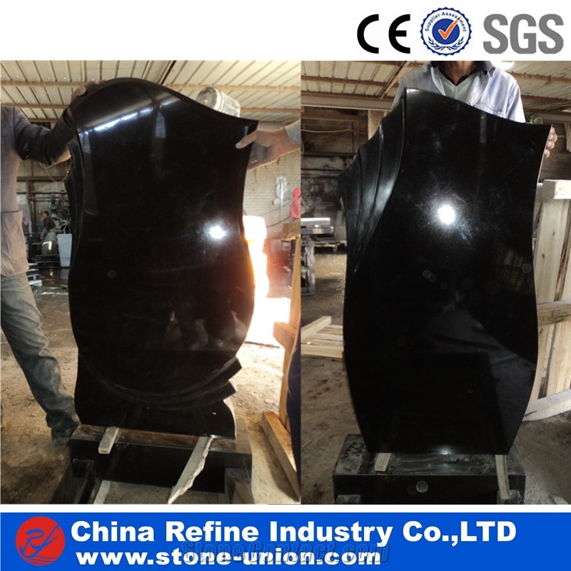 China Absolute Black Granite Monument & Tombstone,Black Classical Polished Monument , Monument Exporter