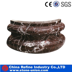 China Brown Marble Roman Column Bases with High Quality,Round Hollow Column,Column Tops, Sculptured Columns