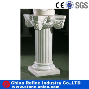 China White Marble Column with Excellent Sculpture,Roman Columns & Pillars,Round Pillar,Marble Roman Columns,Column Bases