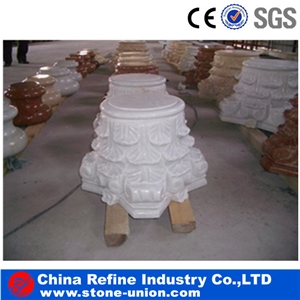 Chinese White Marble Column Bases,Polished Marble Column & Sculptured Roman Columns & Exterior Landscaping Stones Column Tops & Bases
