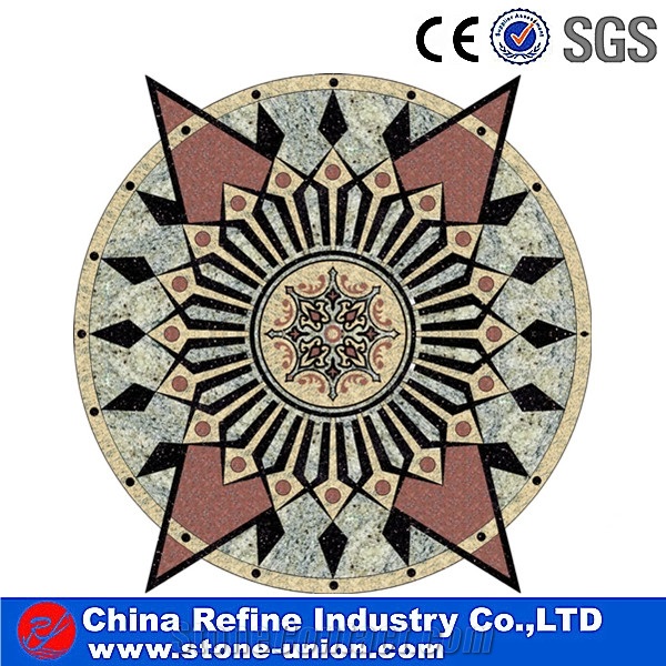 Circular Arc Shaped Marble Mosaic Waterjet Tile for Floor Design,Cheap Inlay Tile Marble Medallions Waterjet Marble Tiles
