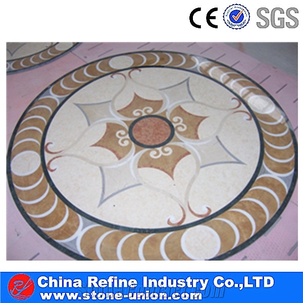 Circular Arc Shaped Marble Mosaic Waterjet Tile for Floor Design,Cheap Inlay Tile Marble Medallions Waterjet Marble Tiles